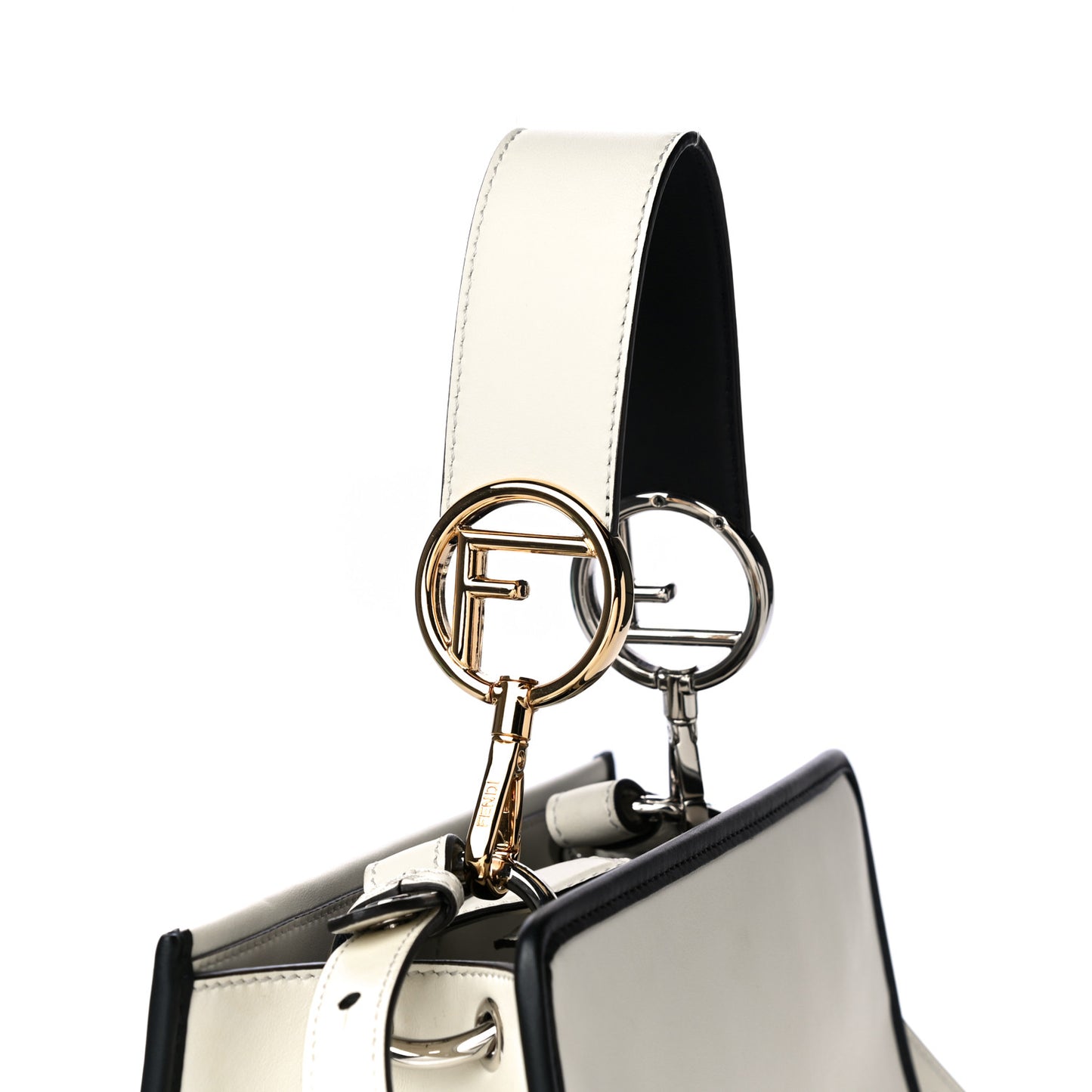 Vitello Century Opaco F is Fendi Bi-Color Small Runaway Satchel White Ice Black