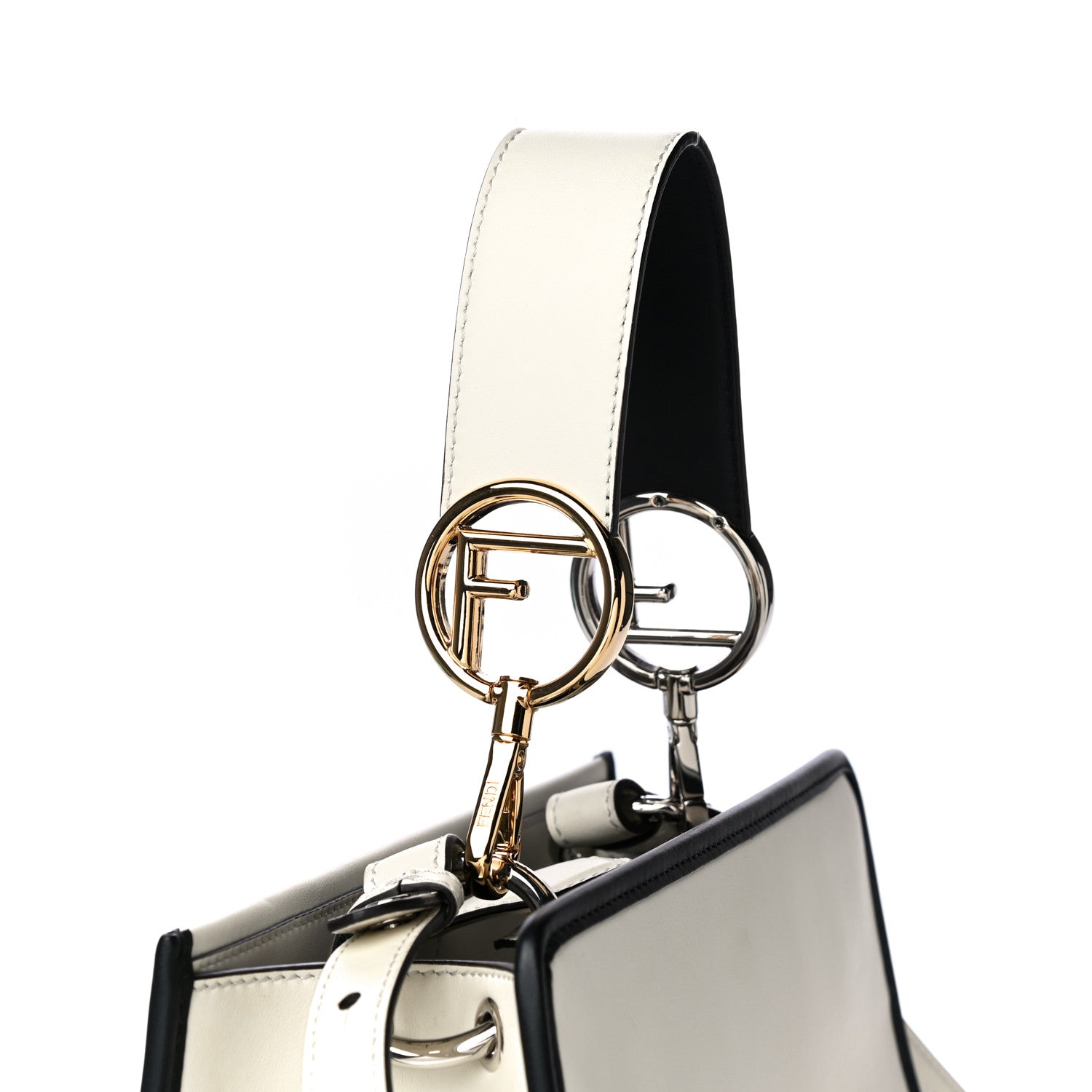 Fendi Vitello Century Opaco F is Fendi Bi-Color Small Runaway Satchel White Ice Black 11 of 13