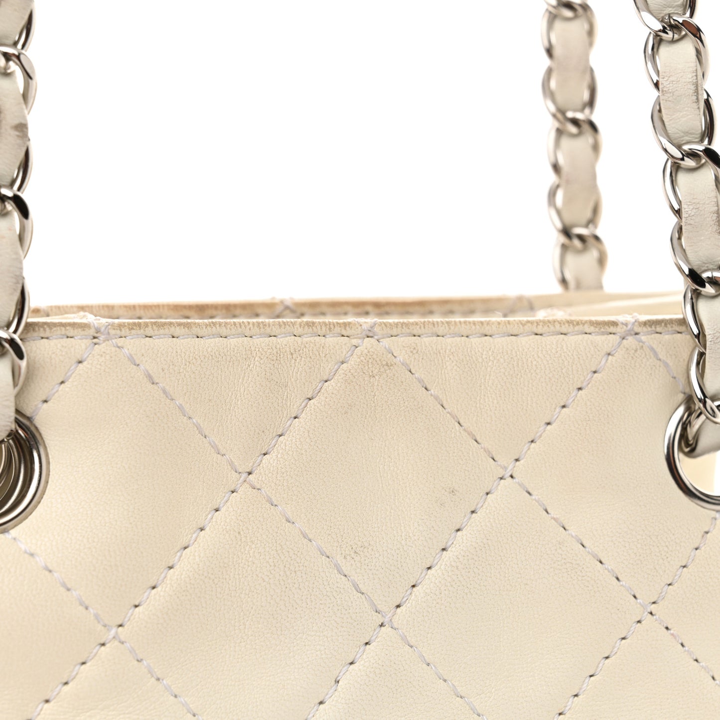 Lambskin Quilted Bi-Color Drawstring Shoulder Bag Black White