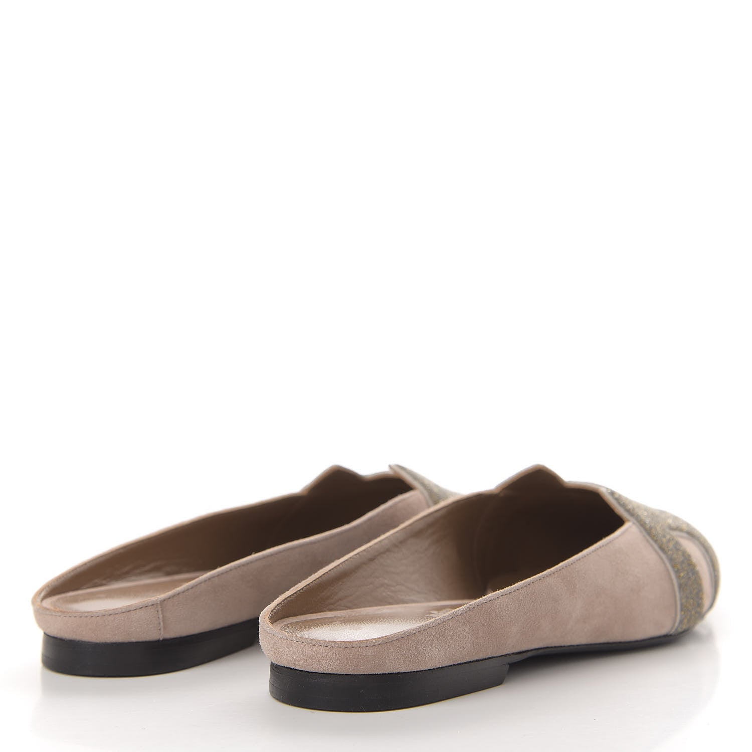 Hermes Suede Goatskin Crystal Roxane Mules 36 Champagne Rose Grey 4 of 11