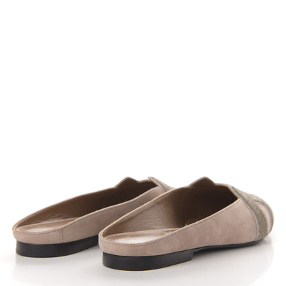 Hermes Suede Goatskin Crystal Roxane Mules 36 Champagne Rose Grey 4 of 11