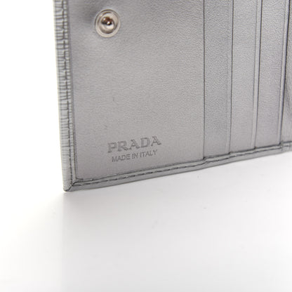 Prada Metallic Vitello Move Bi-Fold Wallet Cromo 6 of 8