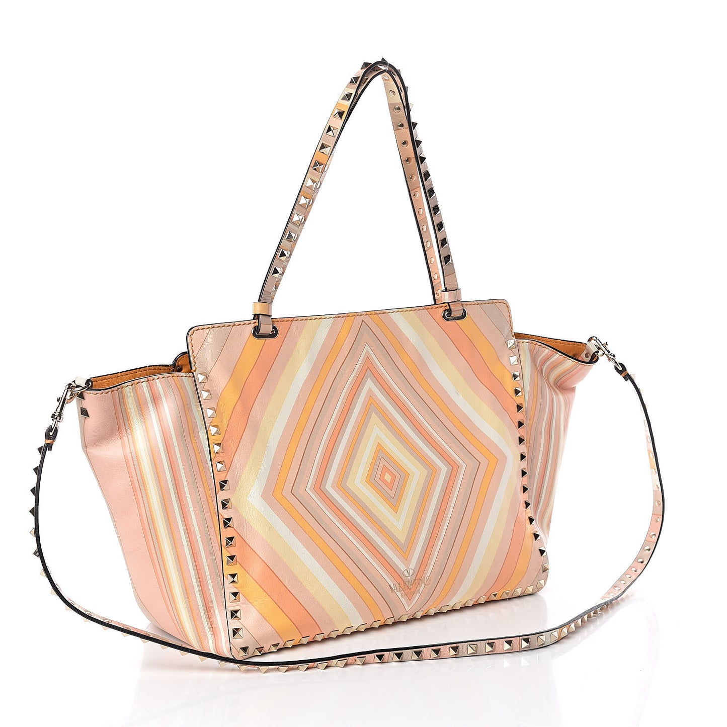 Vitello Native Couture 1975 Medium Rockstud Tote Mandarin Sorbet