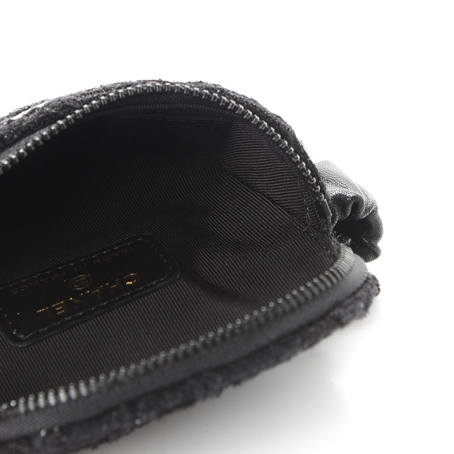 Chanel Tweed Lambskin Quilted Arm Coin Purse Black 5 of 6