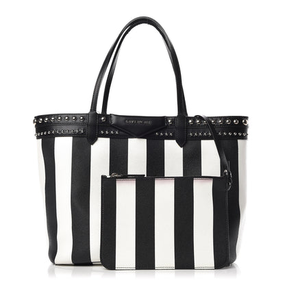 Givenchy Coated Canvas Striped Large Antigona Tote Black White 1 of 23