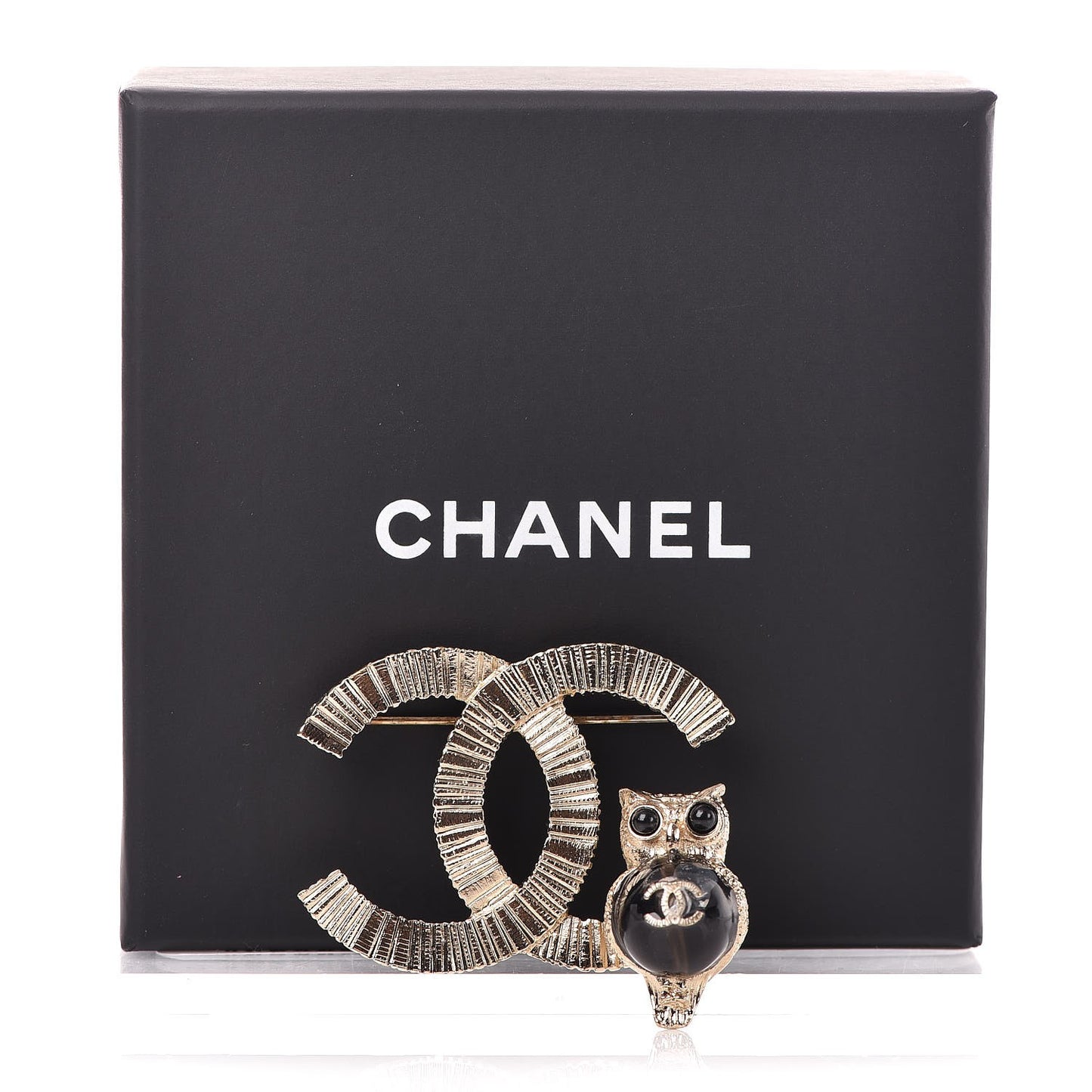 CC Owl Brooch Gold Black