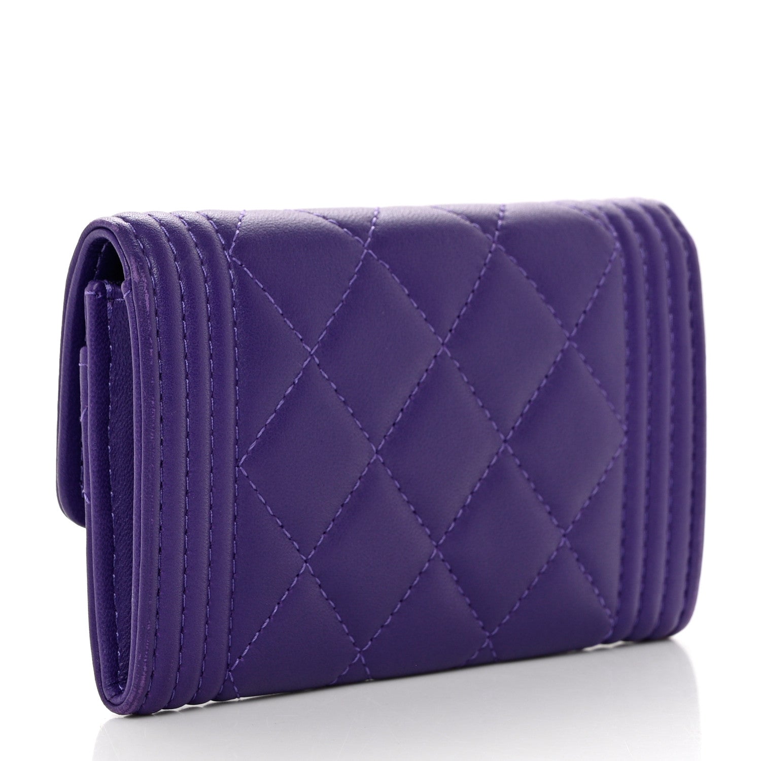Chanel Lambskin Quilted Boy Flap Card Holder Purple 3 of 9