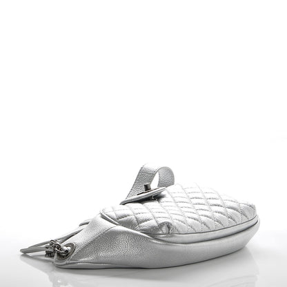 Chanel Metallic Grained Calfskin Quilted Casual Rock Waist Bag Fanny Pack Silver 4 of 7
