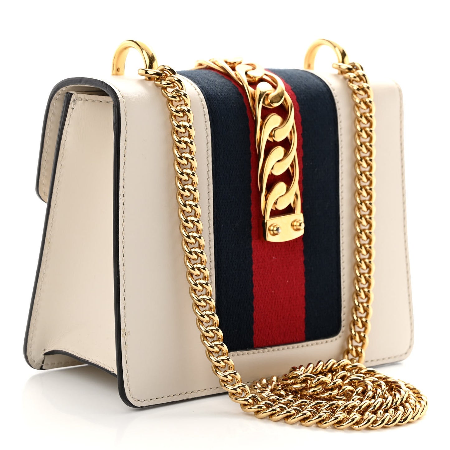 Calfskin Mini Sylvie Chain Shoulder Bag White