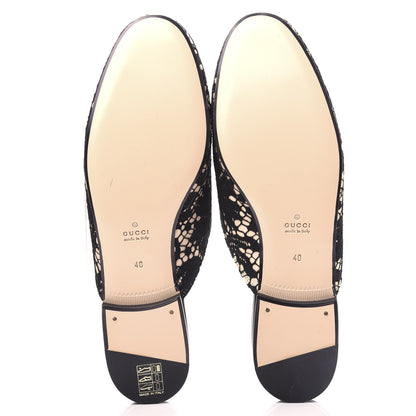 Gucci Lace Malaga Kid Womens Princetown Slippers 40 Black Skin Rose 6 of 11