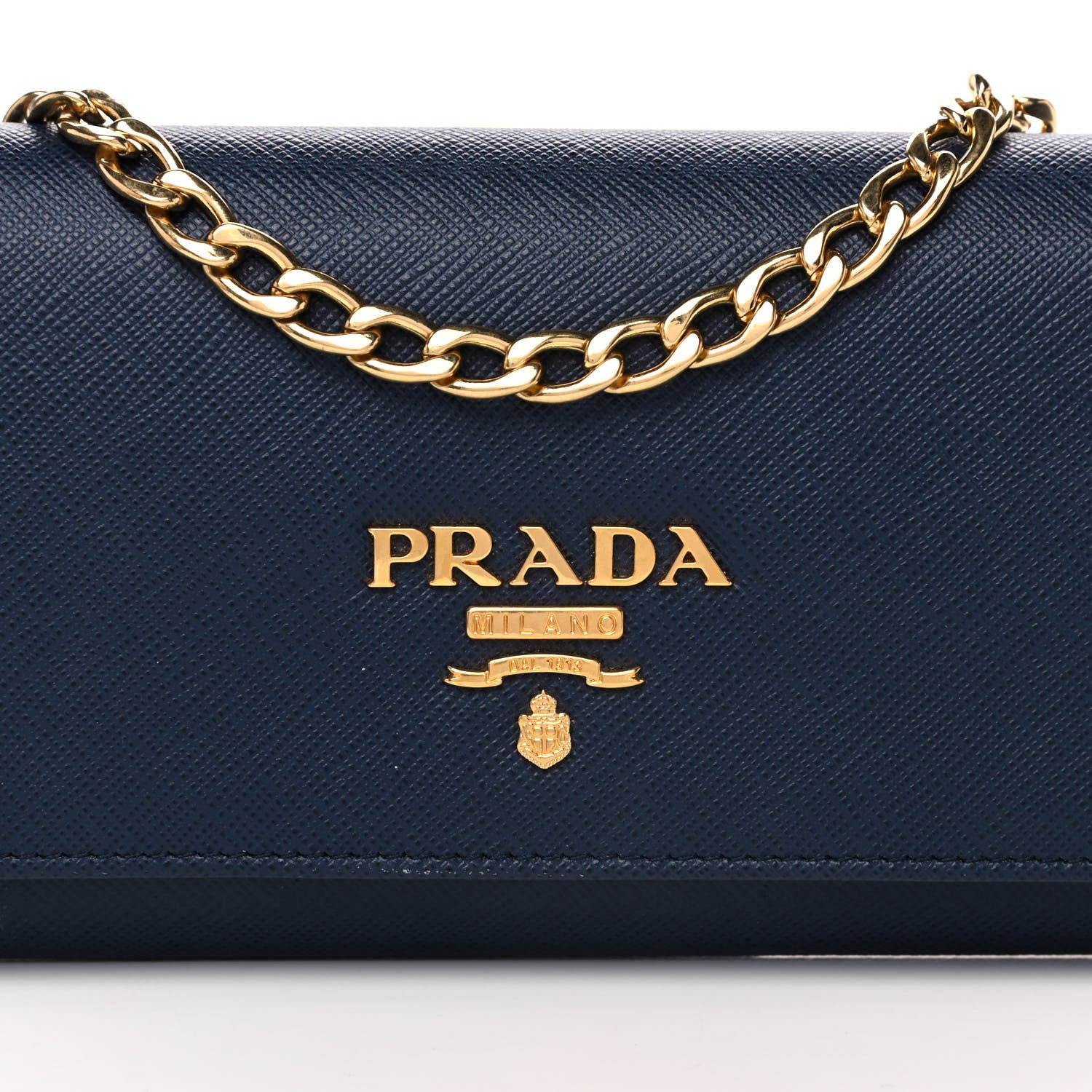 Prada Saffiano Metal Oro Chain Wallet Baltico 7 of 9