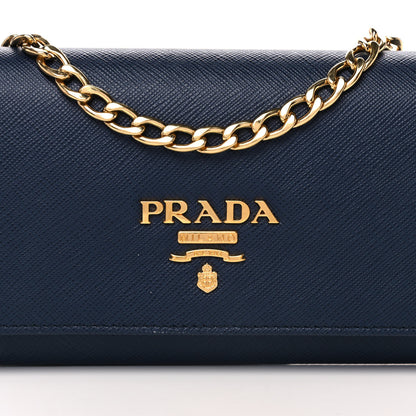 Prada Saffiano Metal Oro Chain Wallet Baltico 7 of 9