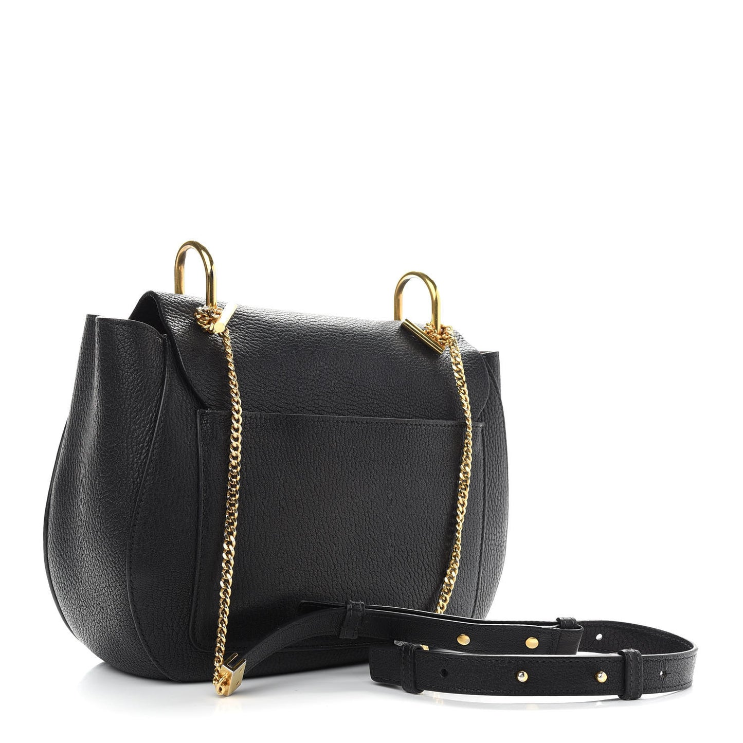 Grained Lambskin Medium Drew Shoulder Bag Black