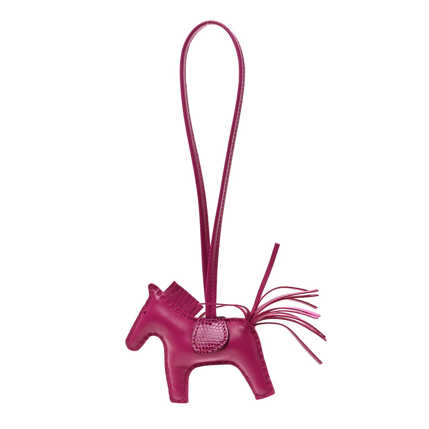 Milo Lambskin Lizard Touch Grigri Rodeo Horse Bag Charm PM Rose Pourpre
