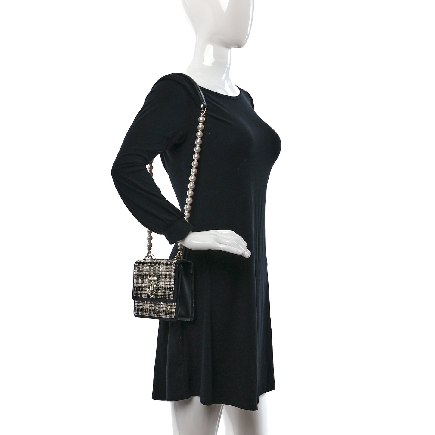 Satin Tartan Pearl Varenne XS Black Silver Light Gold