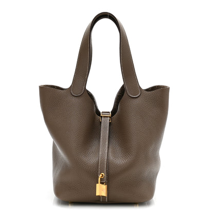 Hermes Taurillon Clemence Picotin Lock 18 PM Etoupe 1 of 21