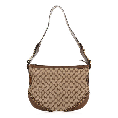 Gucci Monogram Pelham Studded Shoulder Bag Brown 1 of 13