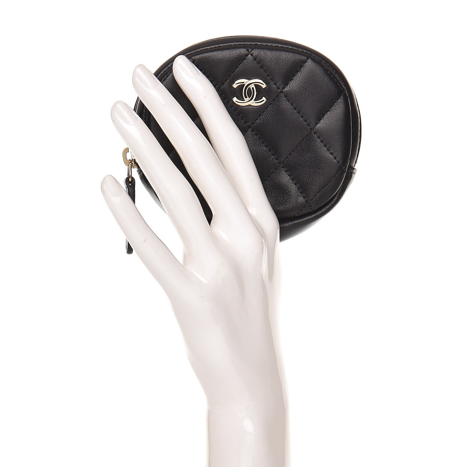 Chanel Lambskin Quilted Zip Around Classic Coin Purse Black 2 of 8