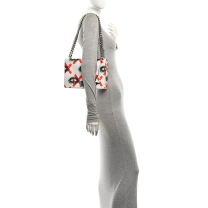 Prada Vitello Daino Eye Inside Lock Flap Chain Shoulder Bag Bianco Arancio 2 of 10
