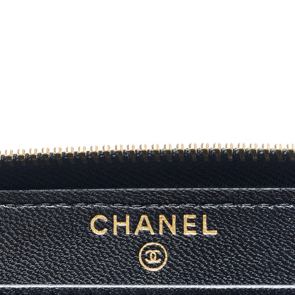 Chanel Lambskin Quilted All About Chanel Charm Zip Around Wallet Black 5 of 9
