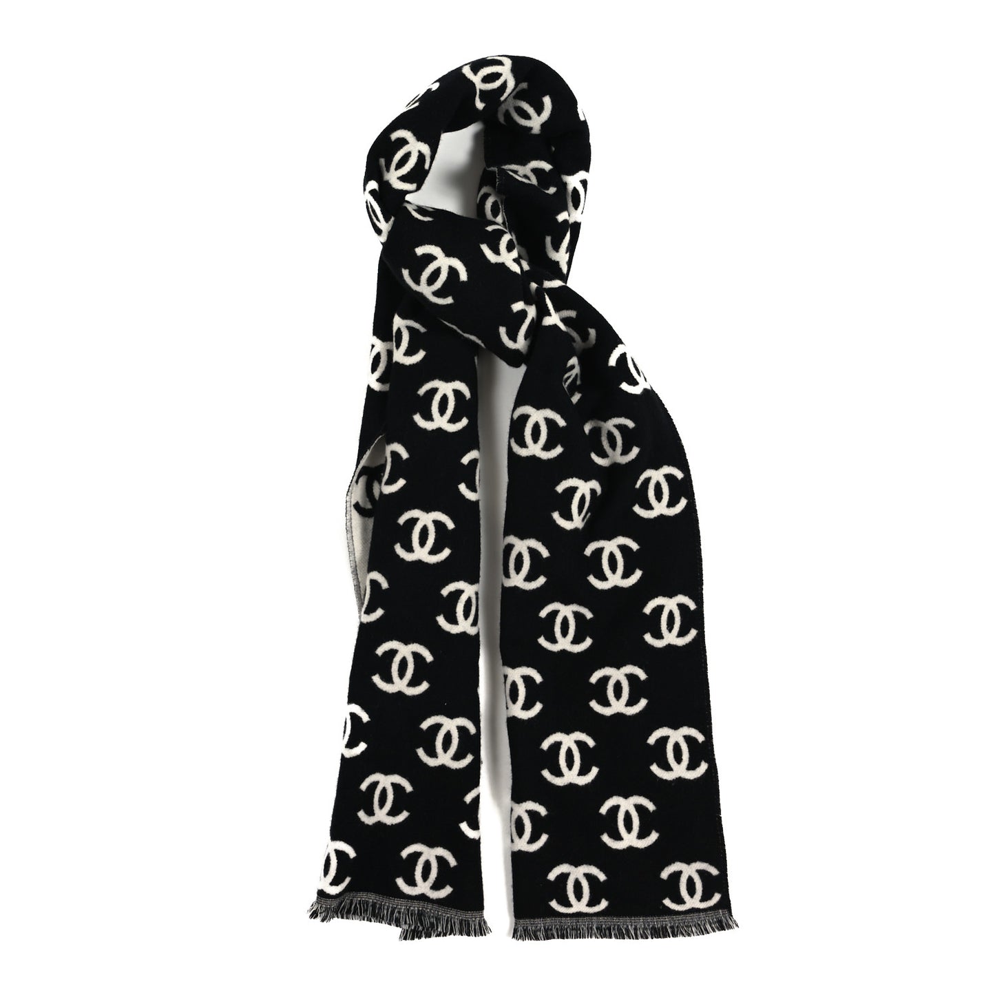 Wool Cashmere CC Scarf Black White