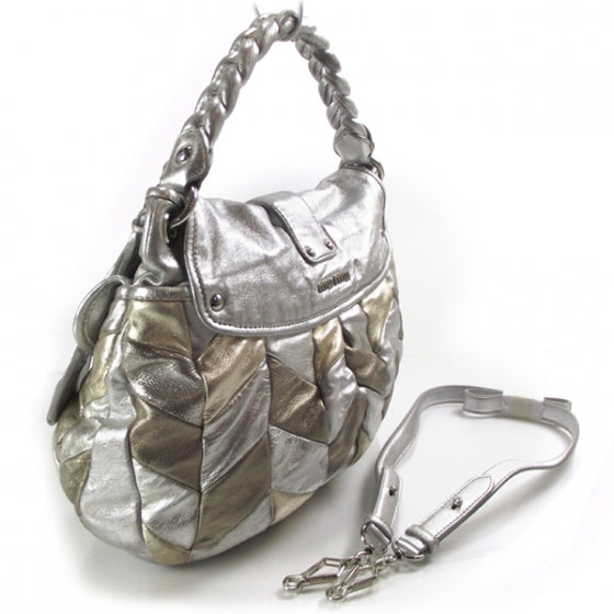 Leather Matelasse Coffer Tote Metallic