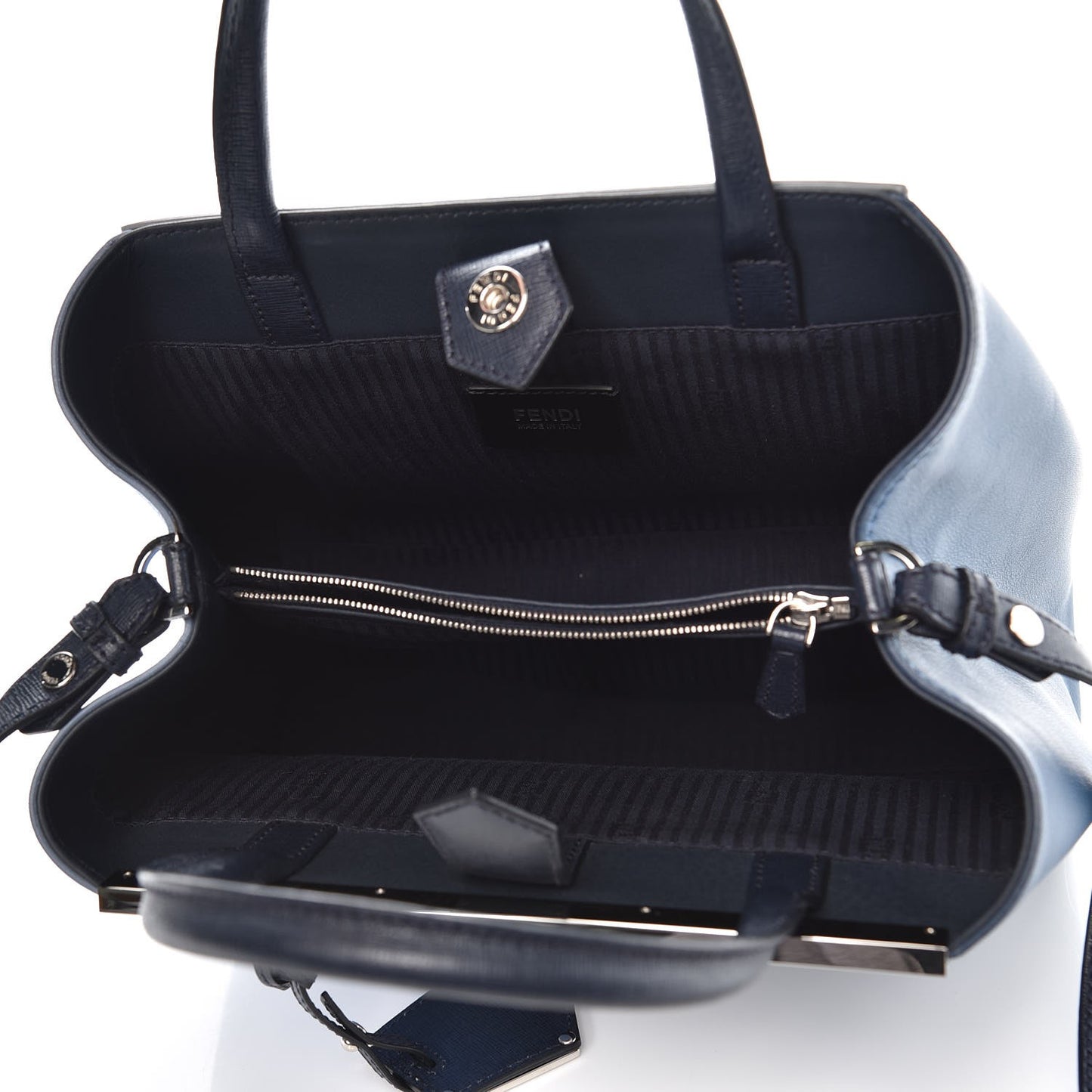 Vitello Elite Calfskin Colorblock Petite 2Jours Tote Blue Multicolor