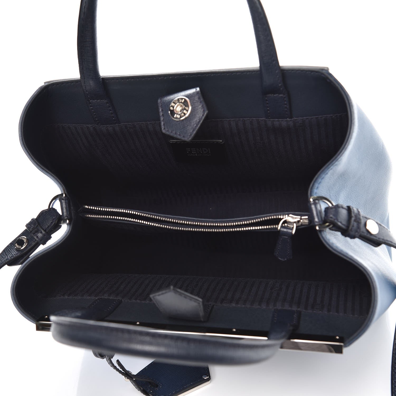 Fendi Vitello Elite Calfskin Colorblock Petite 2Jours Tote Blue Multicolor 5 of 8