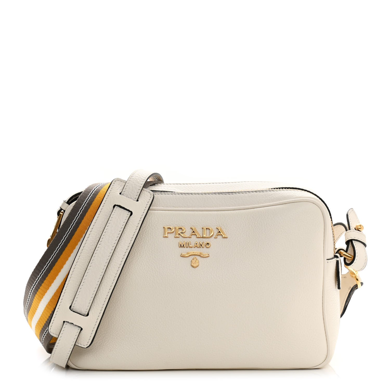 Prada Vitello Daino Medium Double Zip Shoulder Bag White 1 of 10