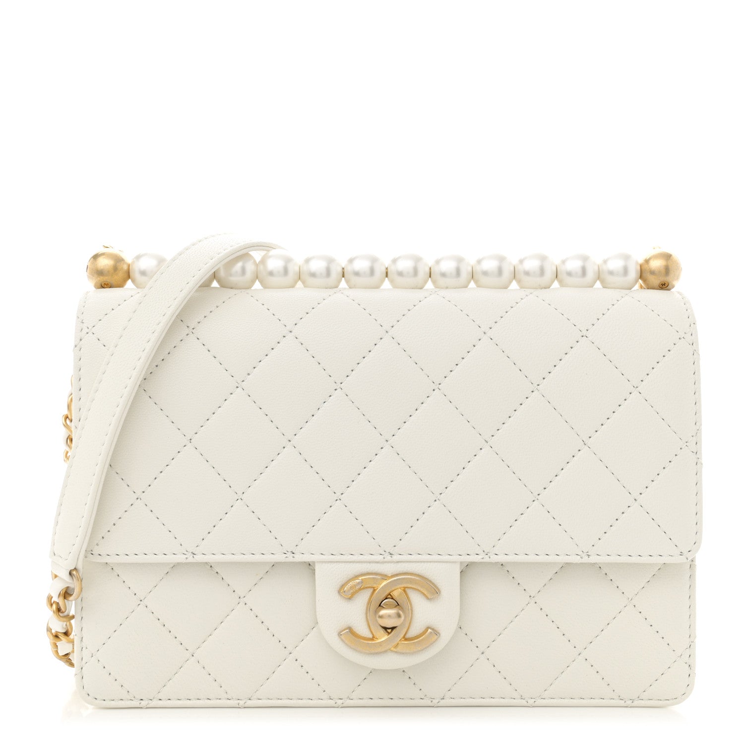 Chanel Lambskin Quilted Small Chic Pearls Flap White 1 of 12