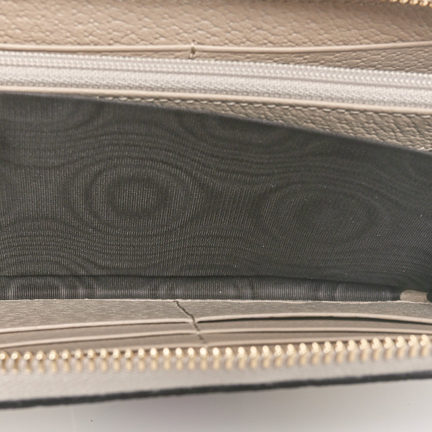 Gucci GG Supreme Monogram Textured Dollar Calfskin Web Ophidia Zip Around Wallet Beige Mystic White Oatmeal 8 of 10