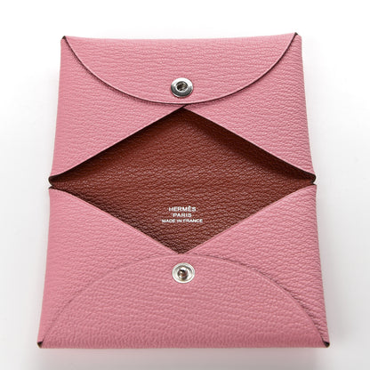 Hermes Chevre Verso Calvi Card Case Rose Confetti Brique 5 of 7