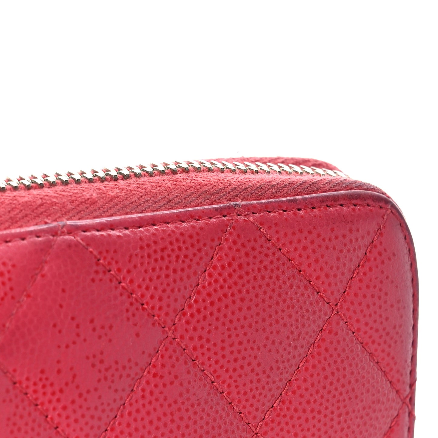 Caviar Quilted Large Gusset Zip Around Wallet Fuchsia