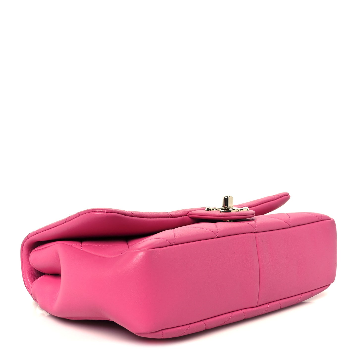 Lambskin Quilted Resin Bi-Color Chain Flap Bag Pink