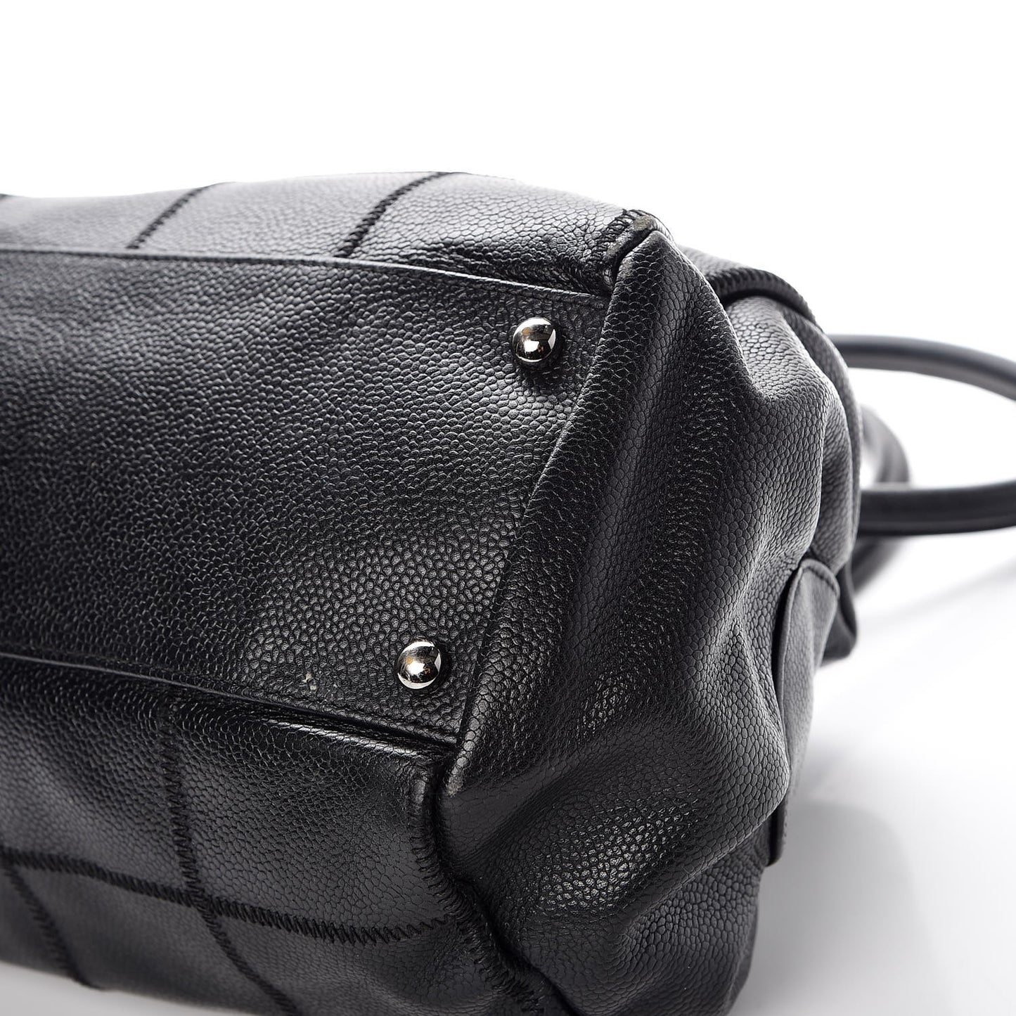 Caviar Square Stitched Medium Tote Black