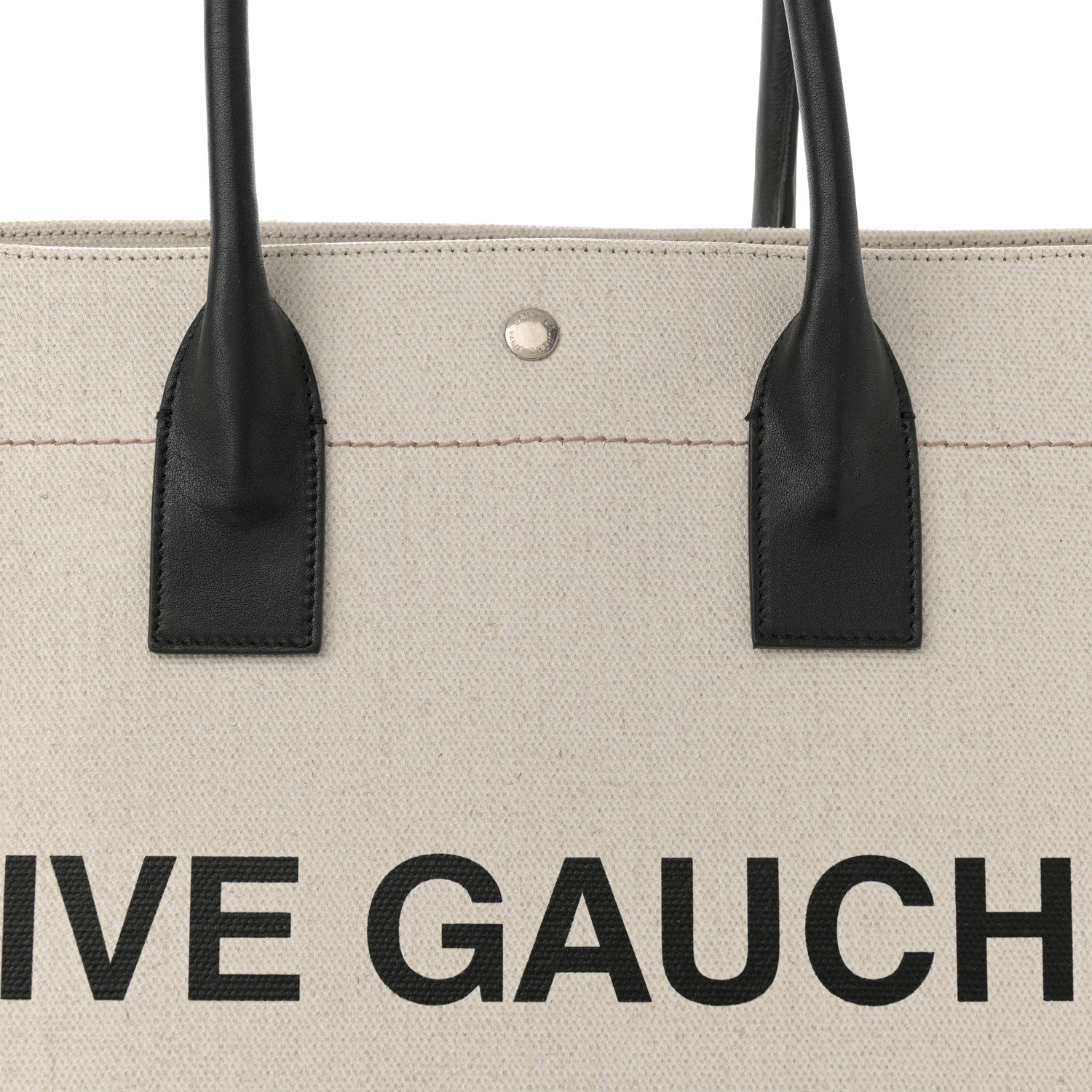 Saint Laurent Linen Calfskin Rive Gauche Tote Optic White 8 of 12