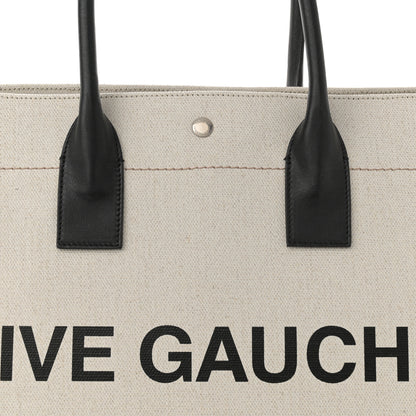 Saint Laurent Linen Calfskin Rive Gauche Tote Optic White 8 of 12