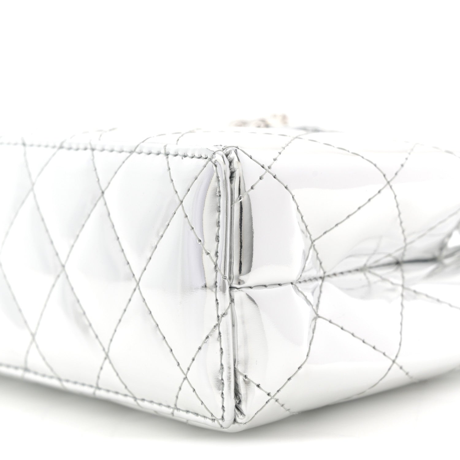 Chanel Mirror Calfskin Metallic Calfskin Quilted Nano Kelly Shopper Silvery 10 of 11