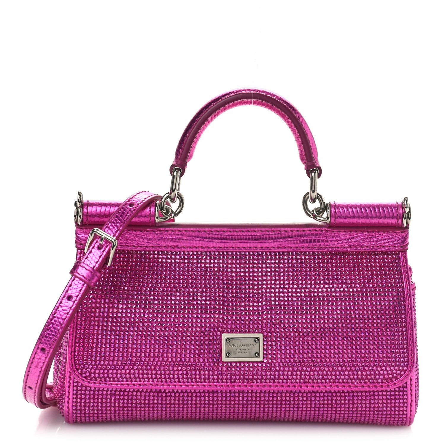 Dolce & Gabbana Crystal Small Miss Sicily Satchel Bouganville Fuchsia 1 of 8
