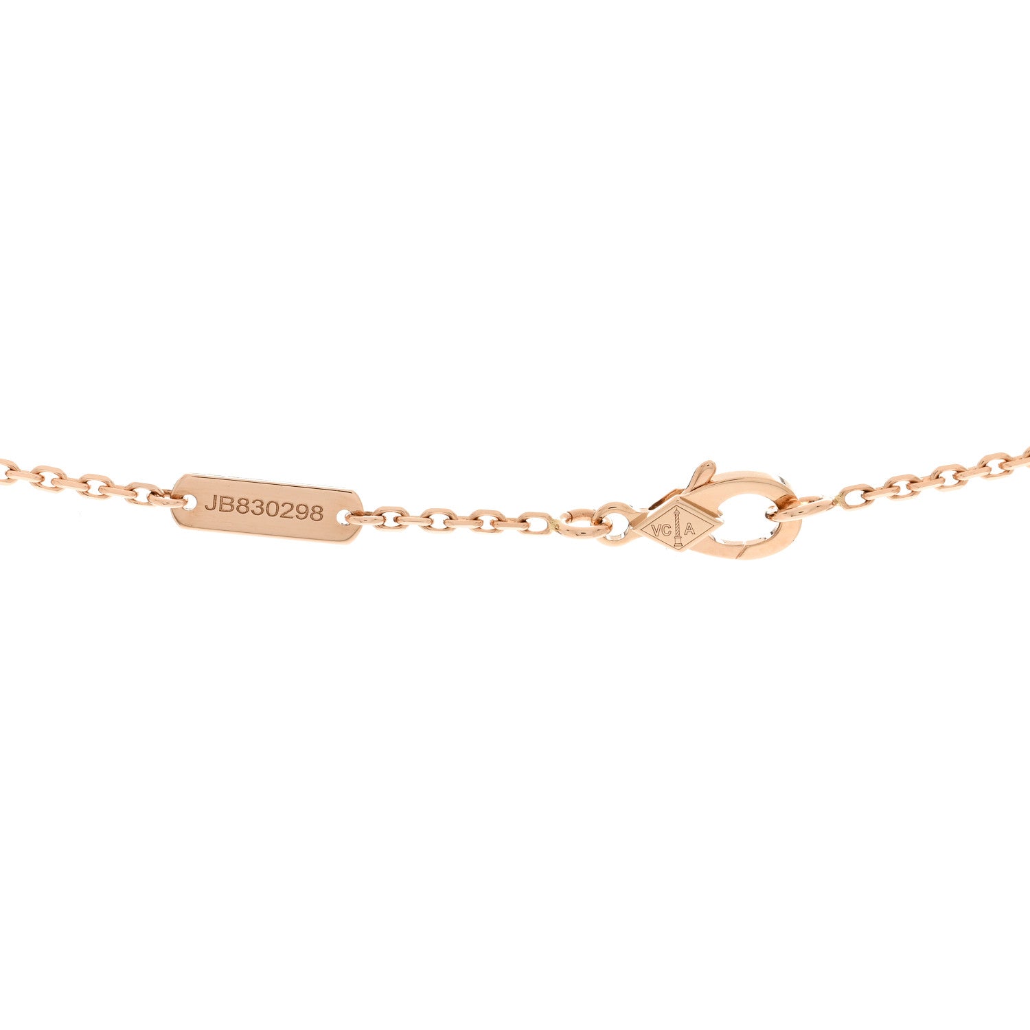 Van Cleef & Arpels 18K Rose Gold Diamond Rhodonite Vintage Alhambra Pendant Necklace 5 of 6