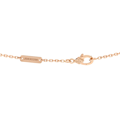 Van Cleef & Arpels 18K Rose Gold Diamond Rhodonite Vintage Alhambra Pendant Necklace 5 of 6