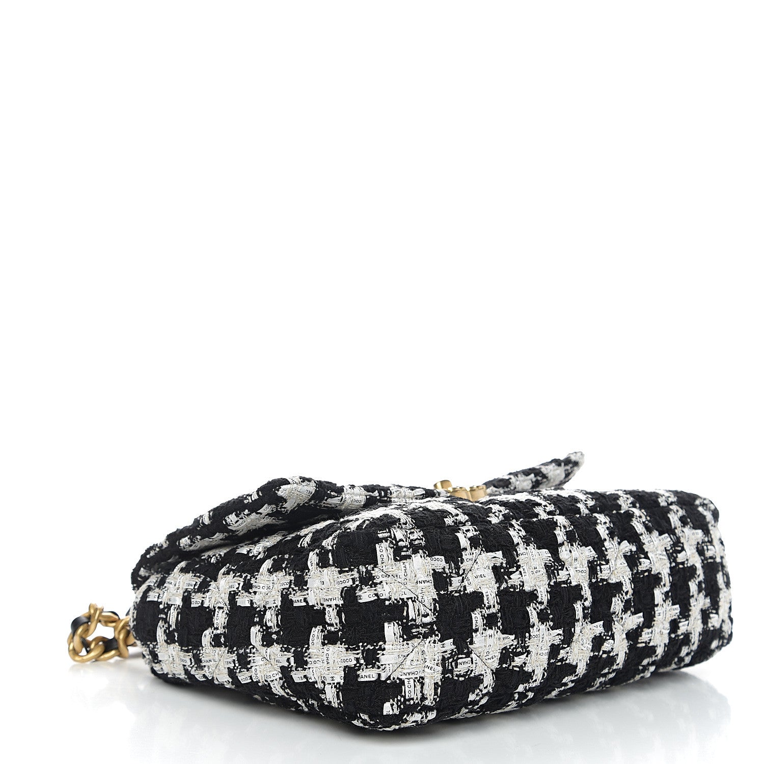 Chanel Tweed Quilted Large 19 Flap Black Ecru White 3 of 10