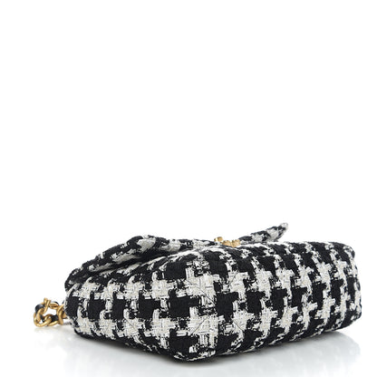 Chanel Tweed Quilted Large 19 Flap Black Ecru White 3 of 10