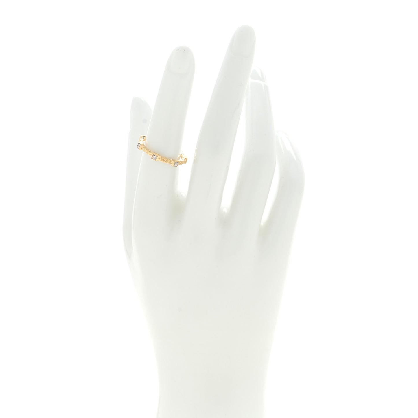 18K Yellow Gold Diamond Cable Collectibles Stack Ring 52 6