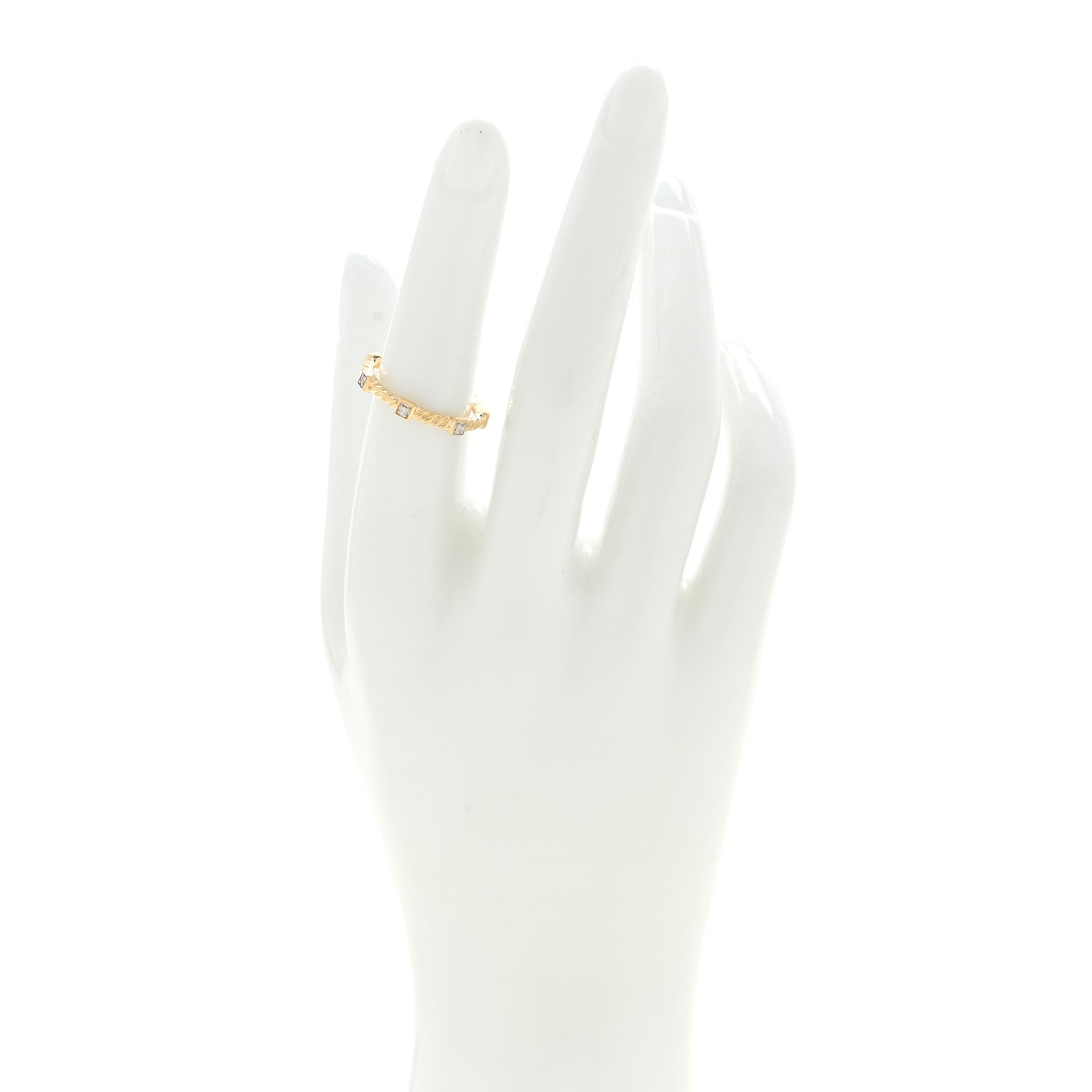 David Yurman 18K Yellow Gold Diamond Cable Collectibles Stack Ring 52 6 2 of 4