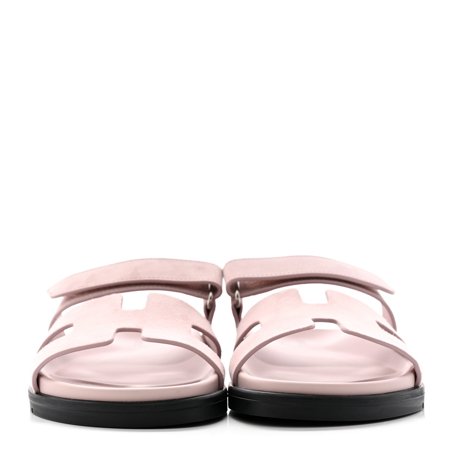 Hermes Suede Goatskin Womens Chypre Sandals 37 Rose Porcelaine 2 of 10