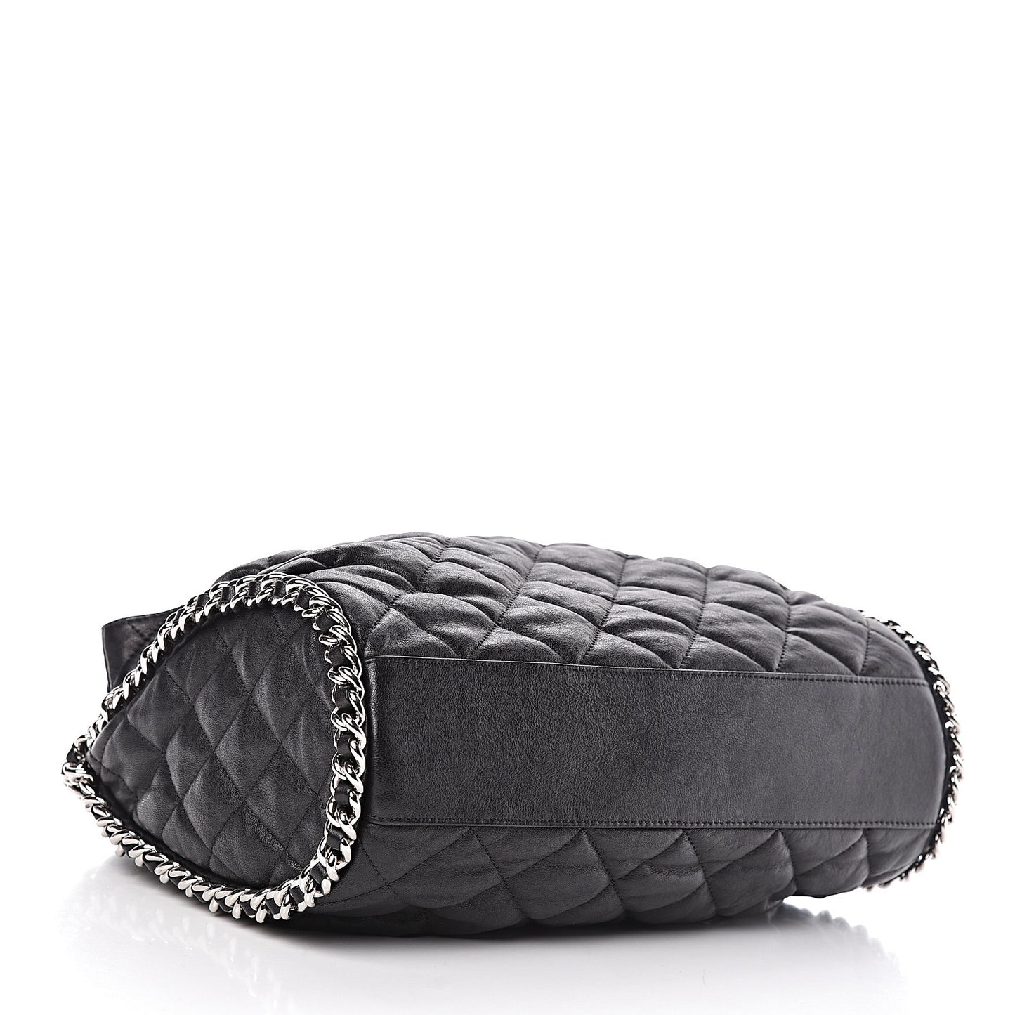 Washed Lambskin Chain Around Hobo Black