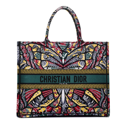 Christian Dior Canvas Embroidered Butterfly Book Tote Black Multicolor 1 of 8