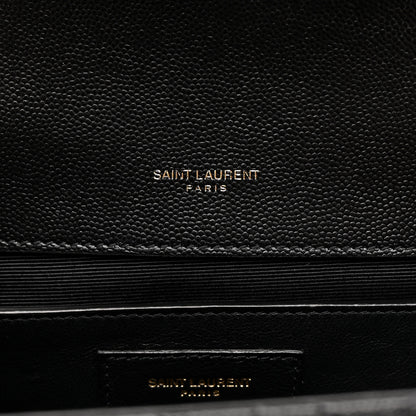 Saint Laurent Grain De Poudre Textured Mixed Matelasse Triquilt Medium Monogram Satchel Black 6 of 11