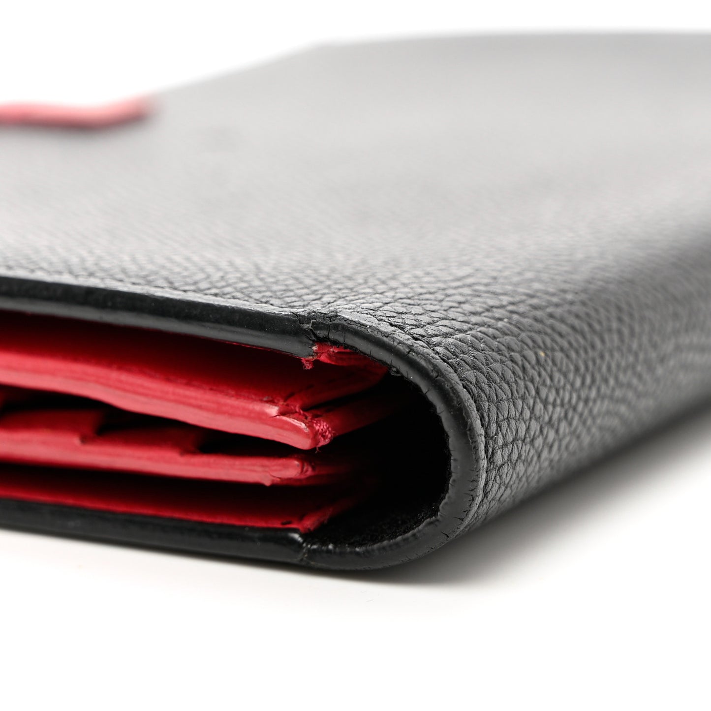 Grained Calfskin Large Multifunction Strap Wallet Black Pink